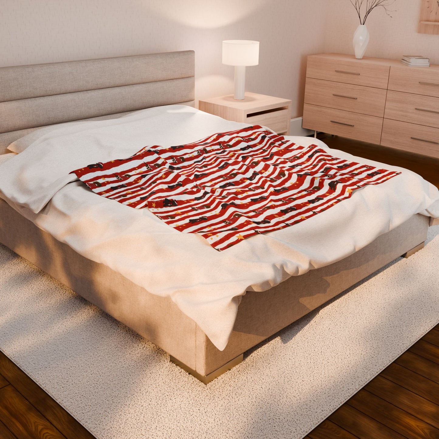 Holiday Dachshund Velveteen Plush Blanket