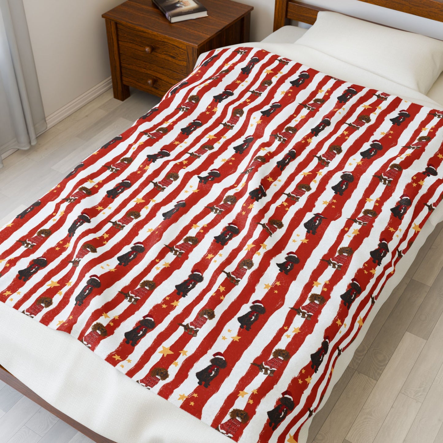 Holiday Dachshund Velveteen Plush Blanket